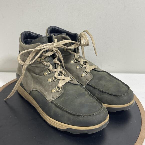 Chaco Boots Mens Size 9.5 Green Olive Gray‎ Suede Leather Hiking Outdoor Shoes - Picture 2 of 11
